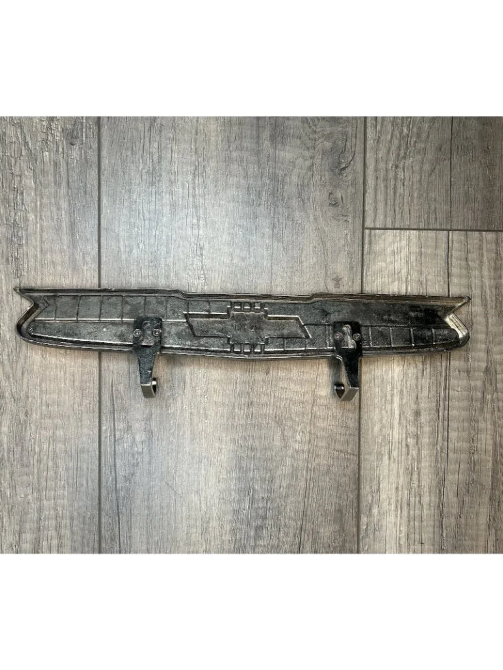 Vintage Chevrolet Chevy Hood Emblem Wall Hook Rack Metal GM Automotive Decor